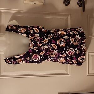 Lands' End Floral Swim Top - Black and Pink